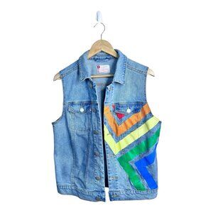 Target Rainbow Jean Vest Jacket Unisex Size Medium